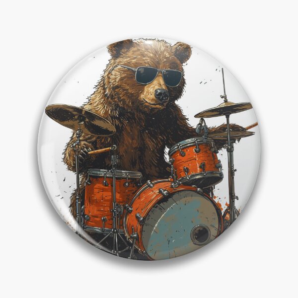 Item preview, Bear Playing Drums, Bear Grooves designed and sold by KapuczeShop.