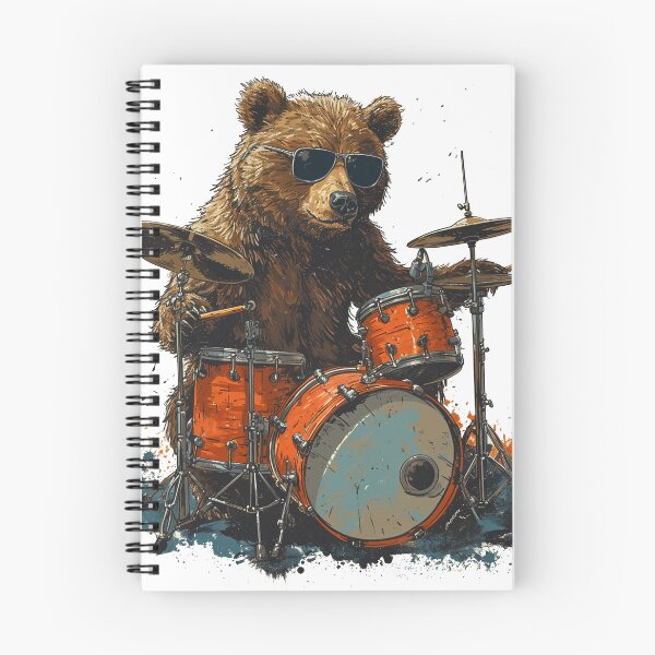 Item preview, Bear Playing Drums, Bear Grooves designed and sold by KapuczeShop.