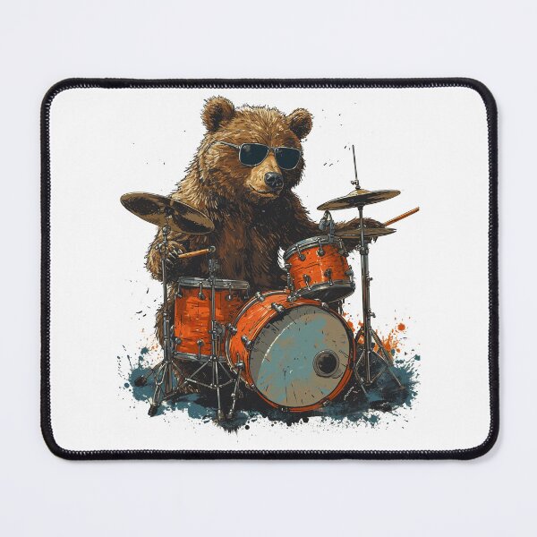 Item preview, Bear Playing Drums, Bear Grooves designed and sold by KapuczeShop.
