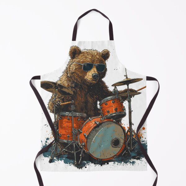 Item preview, Bear Playing Drums, Bear Grooves designed and sold by KapuczeShop.