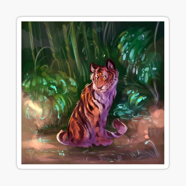 Vista previa del artículo con la obra «tigre en la selva», diseñado y vendido por ArtofHafi.