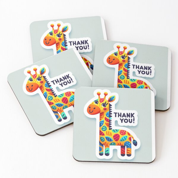 Item preview, Colorful Giraffe 'Thank You' Sticker designed and sold by mymagicstoreus.