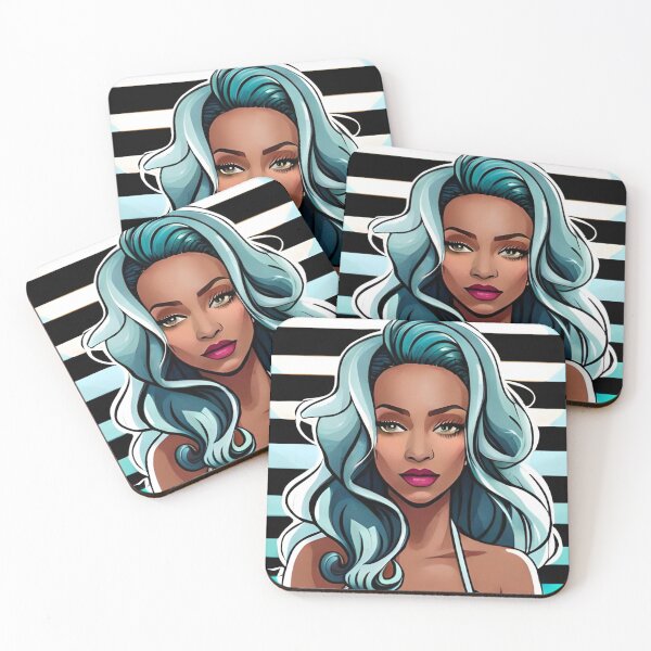 Item preview, Glam Girl Striped Feminine Woman Beautiful Gray Hair designed and sold by Melan Designs.