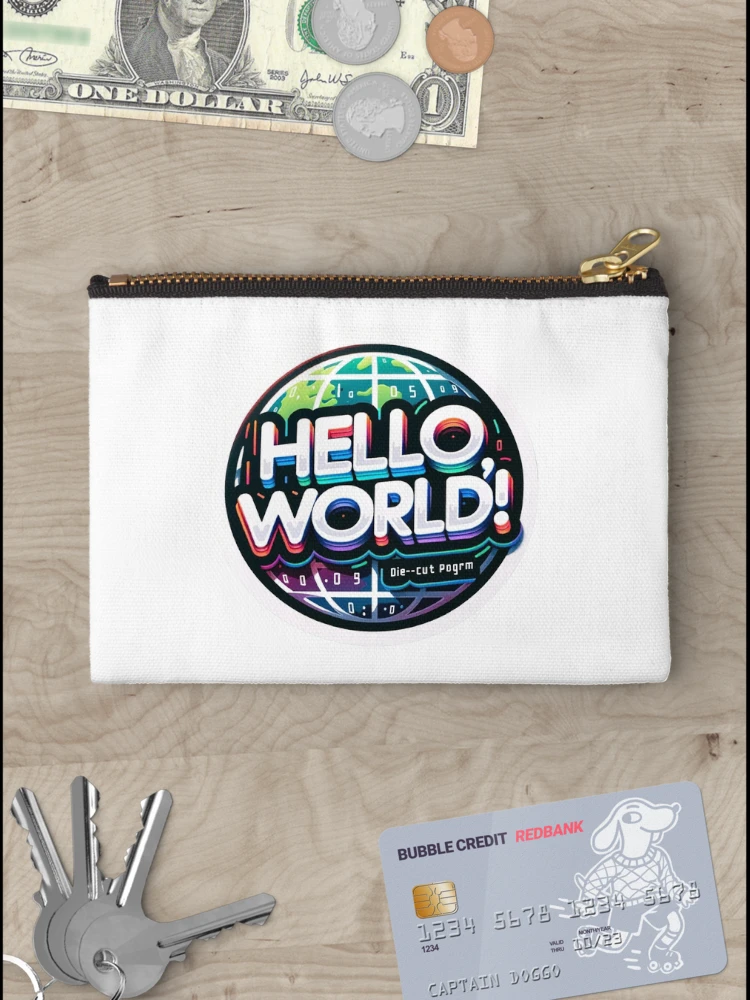 Thumbnail 3 of 4, Zipper Pouch, Hello World - Computer Programming designed and sold by Geekbits-Store.