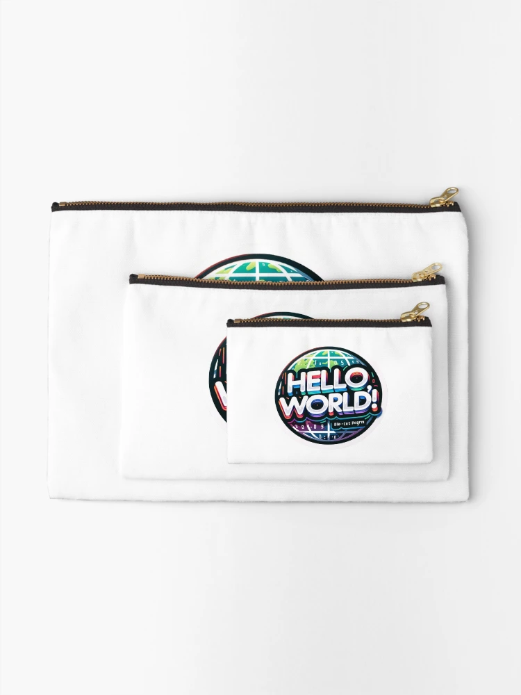 Thumbnail 2 of 4, Zipper Pouch, Hello World - Computer Programming designed and sold by Geekbits-Store.