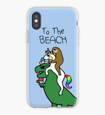 Zum Strand! (Faultier Einhorn Reiten T-Rex) iPhone-Hülle & Cover