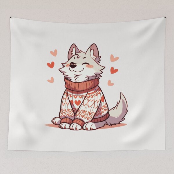 Item preview, Heart Sweater Wolf Valentine's Day designed and sold by LemuellTrends.
