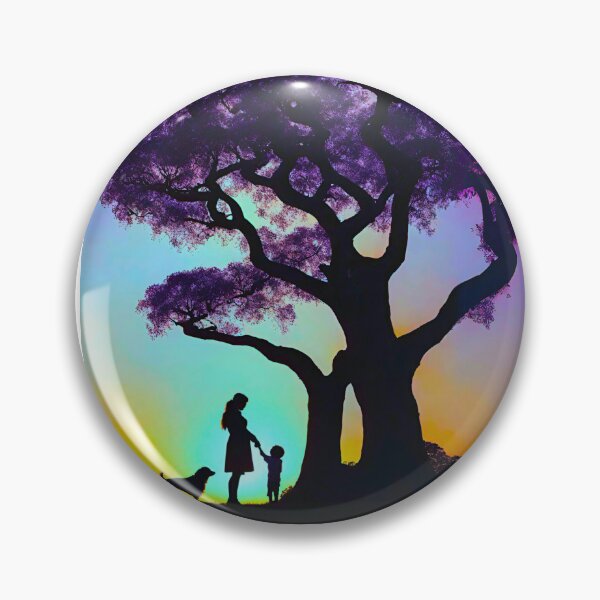 Item preview, Surreal Aurora Sunset Jacaranda Mother Child and Dog designed and sold by Fredster1966.