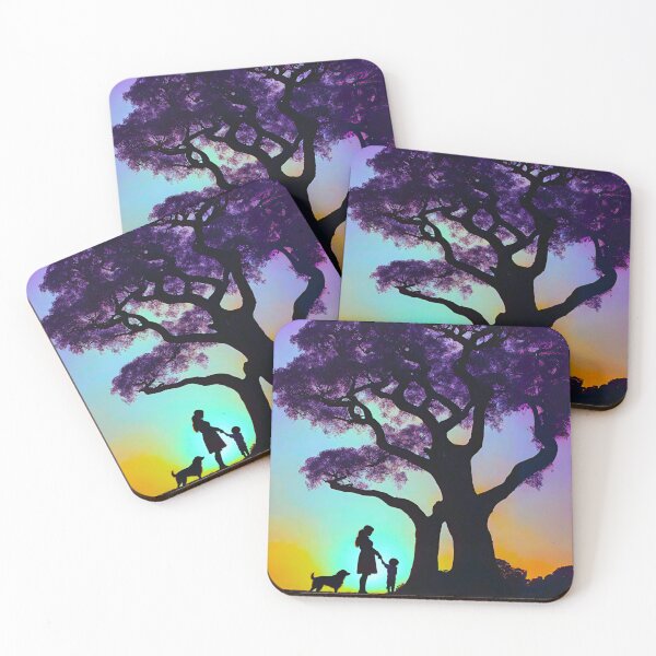 Item preview, Surreal Aurora Sunset Jacaranda Mother Child and Dog designed and sold by Fredster1966.