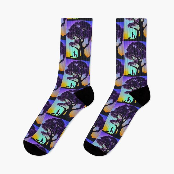 Item preview, Surreal Aurora Sunset Jacaranda Mother Child and Dog designed and sold by Fredster1966.