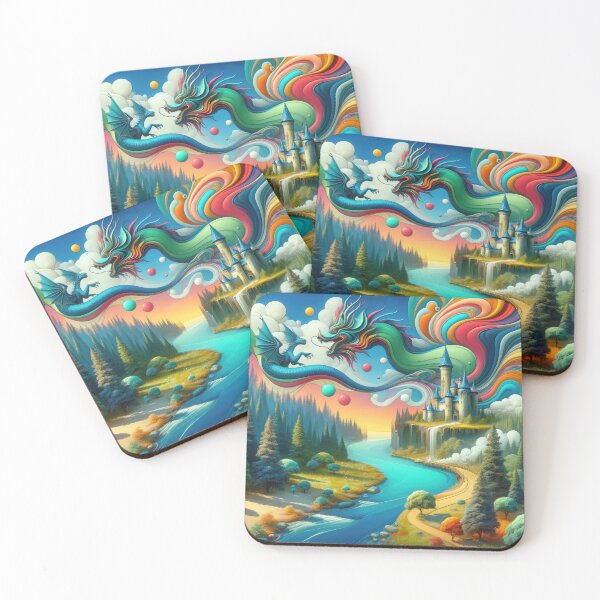 Item preview, Whimsical Castle in the Sky with Playful Dragon designed and sold by SunkenCost.