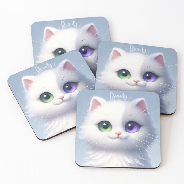 Item preview, Mystic Gaze - Heterochromatic Fluffy Kitten designed and sold by inkArtistryfine.