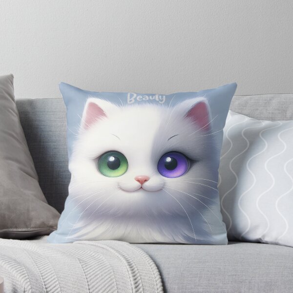Item preview, Mystic Gaze - Heterochromatic Fluffy Kitten designed and sold by inkArtistryfine.