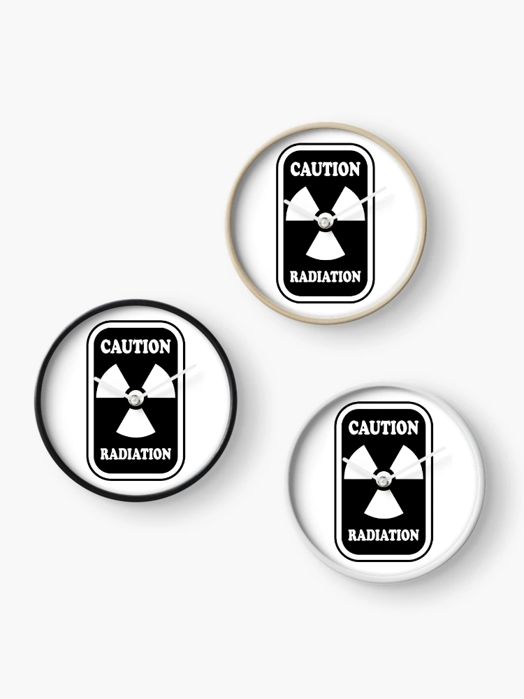 Thumbnail 3 of 4, Clock, Radioactive Symbol Warning Sign - Rectangular designed and sold by ScienceCorner.