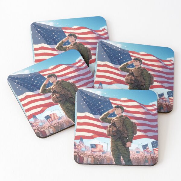Item preview, Anime art, a soldier and the American flag designed and sold by LindaV44.