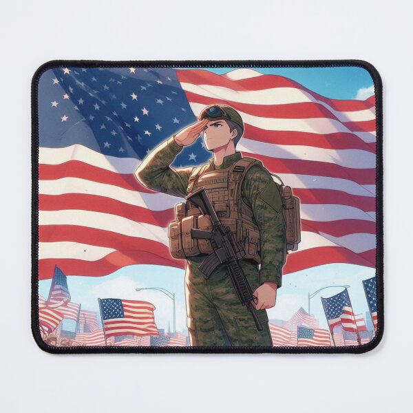 Item preview, Anime art, a soldier and the American flag designed and sold by LindaV44.