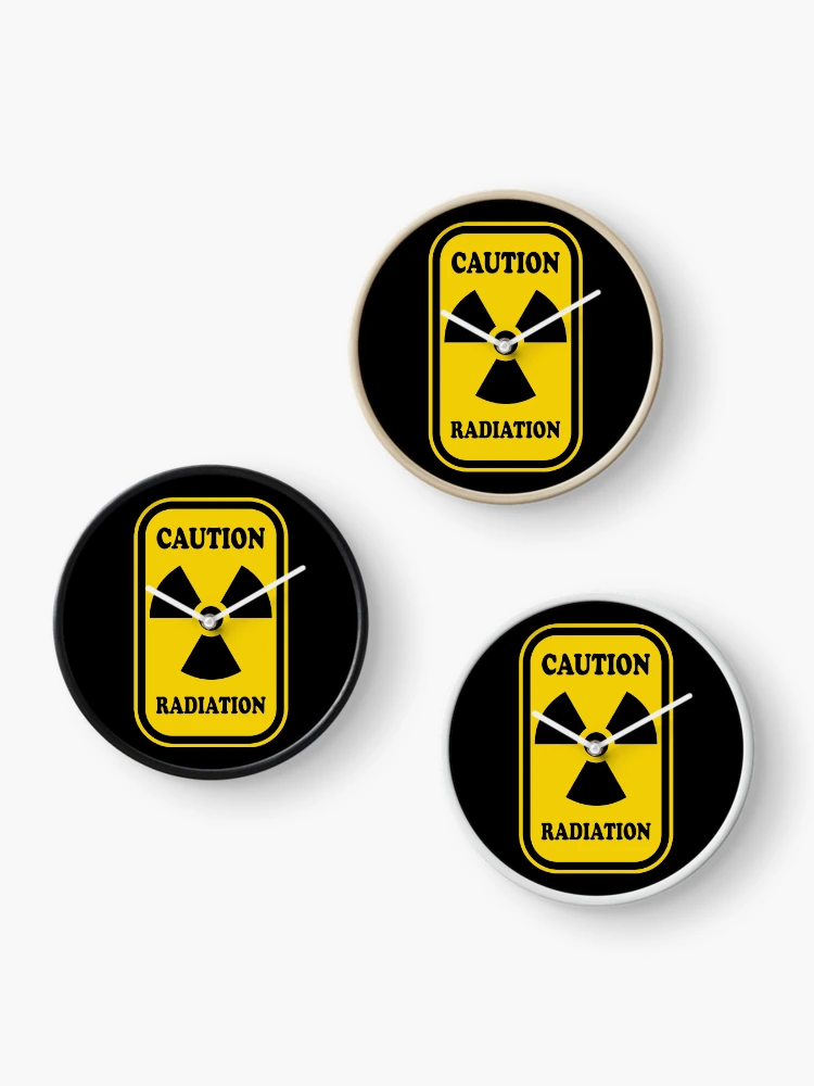 Thumbnail 3 of 4, Clock, Radioactive Symbol Warning Sign - Rectangular designed and sold by ScienceCorner.