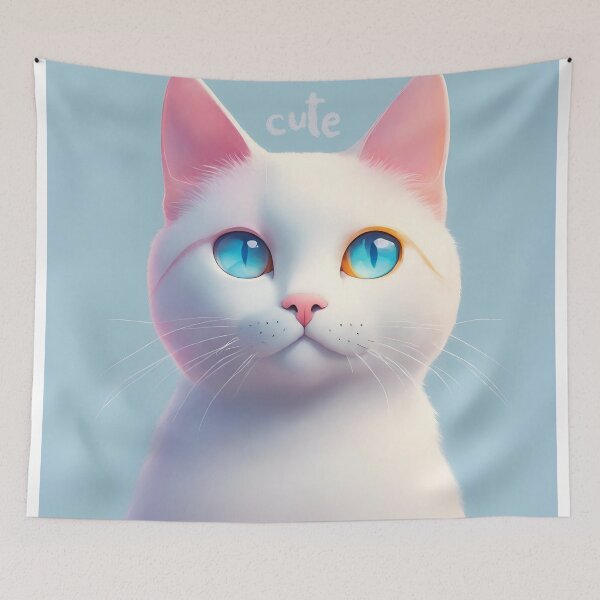 Item preview, Charming Gaze - Heterochromatic Cat Portrait designed and sold by inkArtistryfine.