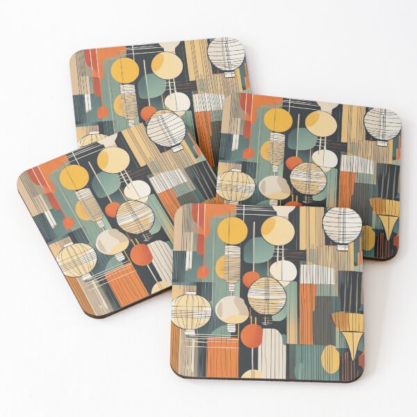 Item preview, Copy of A pattern of abstract Mid century modern lighting, table and lantern pattern in a vintage colourful classic style designed and sold by Haiii-Designs.