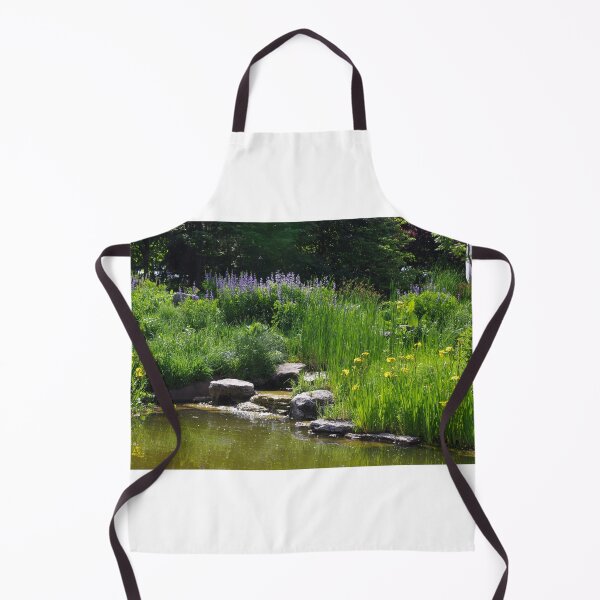 Item preview, Sweet little pond with small falls and yellow and purple flowers designed and sold by Paula Betz.
