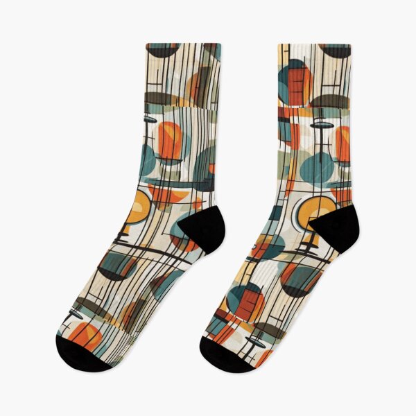 Item preview, A pattern of abstract Mid century modern lighting, table and lantern pattern in a vintage colourful style designed and sold by Haiii-Designs.