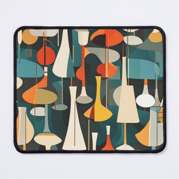 Item preview, A colourful pattern of abstract Mid century modern lighting, table and lantern pattern in a vintage colourful style designed and sold by Haiii-Designs.