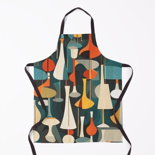Item preview, A colourful pattern of abstract Mid century modern lighting, table and lantern pattern in a vintage colourful style designed and sold by Haiii-Designs.