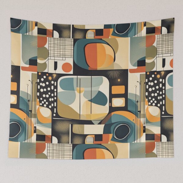 Item preview, Colorful abstract Mid century modern artwork in a vintage style designed and sold by Haiii-Designs.