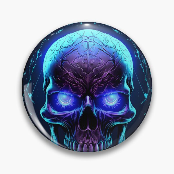 Item preview, Electric Blue Vision - Neon Skull Art designed and sold by inkArtistryfine.