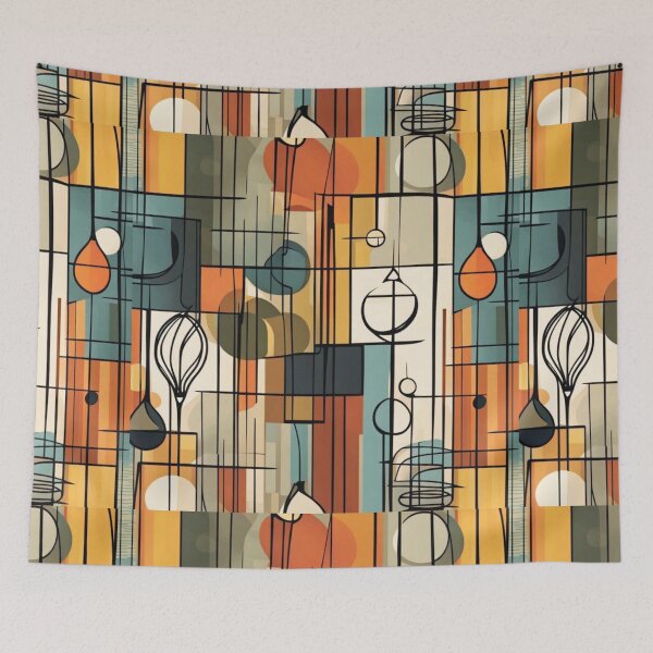 Item preview, Colorful abstract Mid century modern artwork in a vintage style designed and sold by Haiii-Designs.