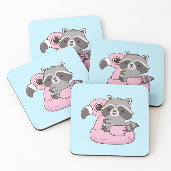 Item preview, Cute Raccoon On Pink Flamingo Pool Float designed and sold by rustydoodle.