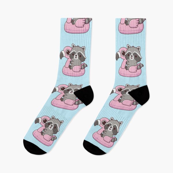 Item preview, Cute Raccoon On Pink Flamingo Pool Float designed and sold by rustydoodle.