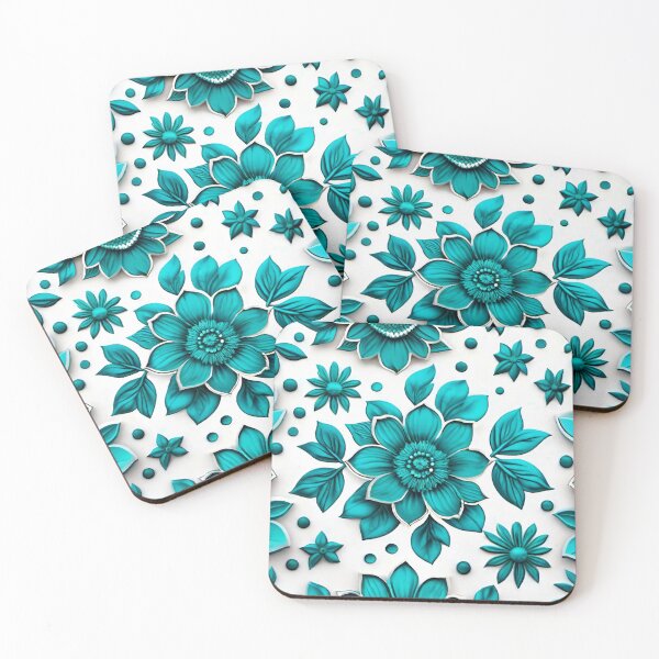 Item preview, Turquoise flowers designed and sold by MatrixTattoo.