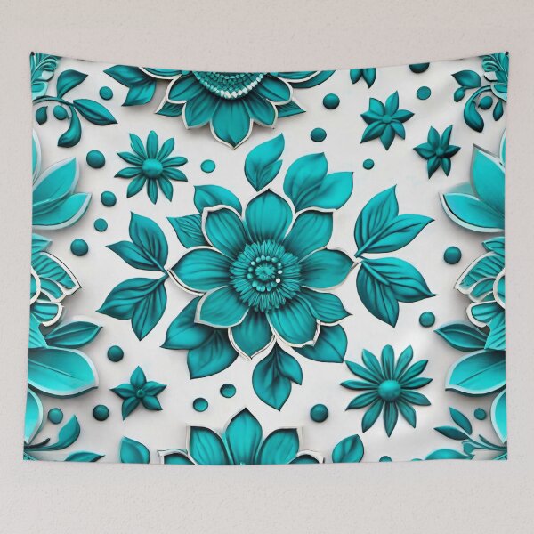 Item preview, Turquoise flowers designed and sold by MatrixTattoo.