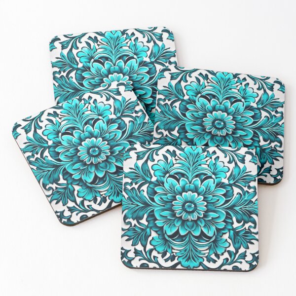 Item preview, Turquoise flower pattern designed and sold by MatrixTattoo.