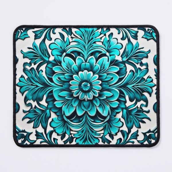 Item preview, Turquoise flower pattern designed and sold by MatrixTattoo.