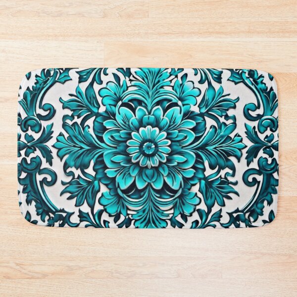 Item preview, Turquoise flower pattern designed and sold by MatrixTattoo.