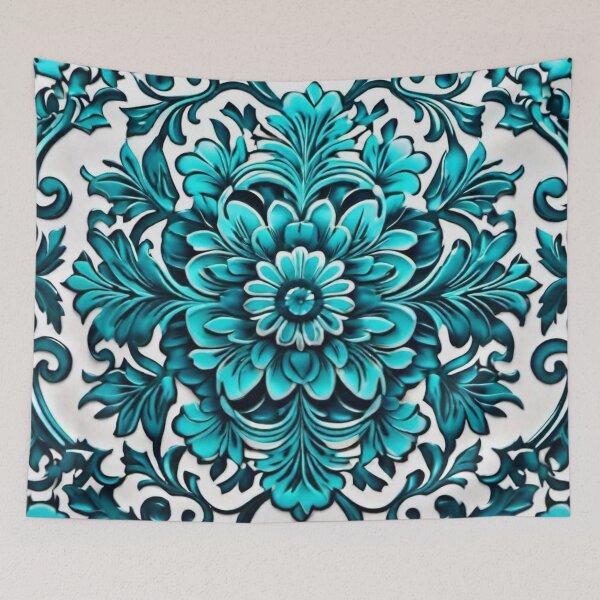 Item preview, Turquoise flower pattern designed and sold by MatrixTattoo.