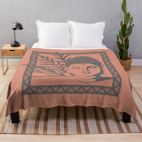 Item preview, Buddha Head Statue with Palm Fronds - Coral + Slate designed and sold by Irene Estelle.