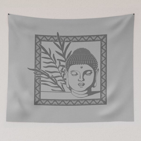 Item preview, Buddha Head Statue with Palm Fronds - Fog + Slate designed and sold by Irene Estelle.