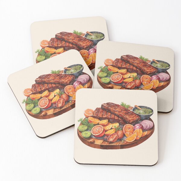 Item preview, Grilled Steak Platter On A Wooden Board designed and sold by Alicia Chee.