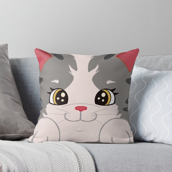 Item preview, Grey Cute Kitty Face | Cat Hugging Pillow| Cuddle Cat designed and sold by Shakira Rivers.