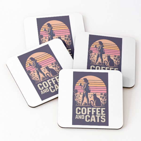 Item preview, vintage woman coffee and cats v41 designed and sold by FenwickDesign99.