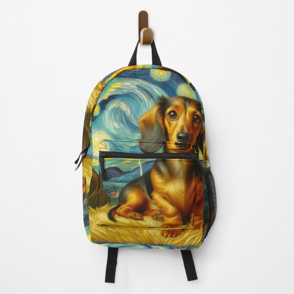 Item preview, Dachshund in a Field on a Starry Night - Van Gogh Style Dog Painting designed and sold by Star-Fragment.