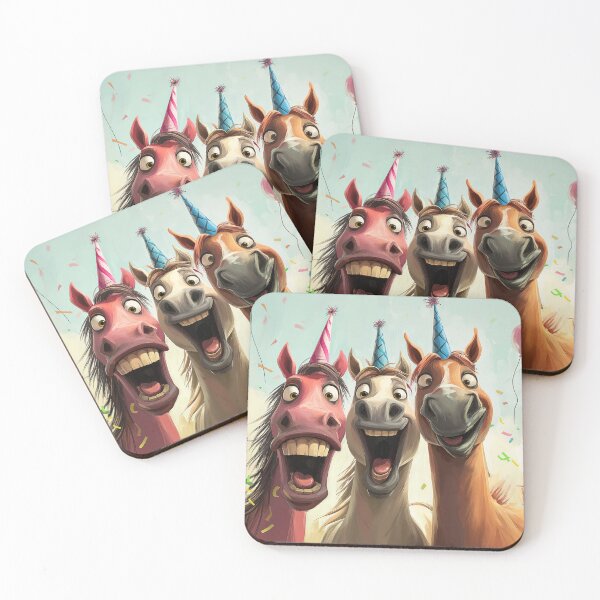 Item preview, Three Silly Horses with Party Hats designed and sold by OddCorro.
