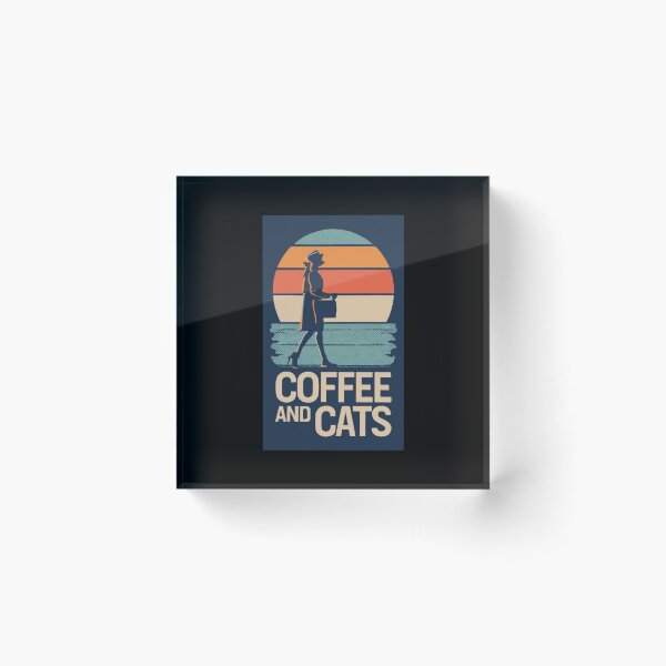Item preview, vintage retro woman coffee and cats v43 designed and sold by FenwickDesign99.