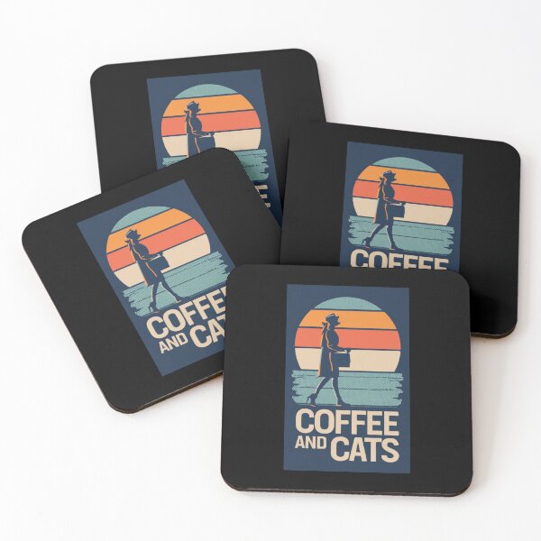 Item preview, vintage retro woman coffee and cats v43 designed and sold by FenwickDesign99.