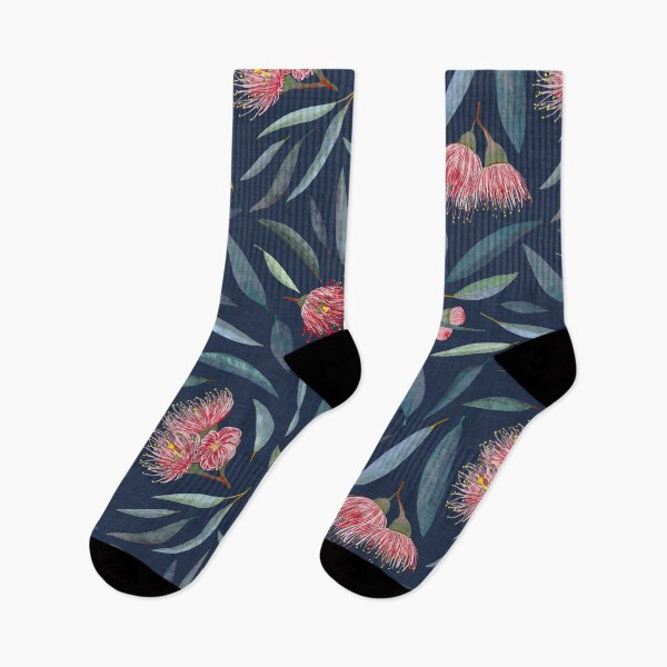 Item preview, Tossed Australian Eucalyptus on navy blue designed and sold by Kate Vasilchenko Art & Design.