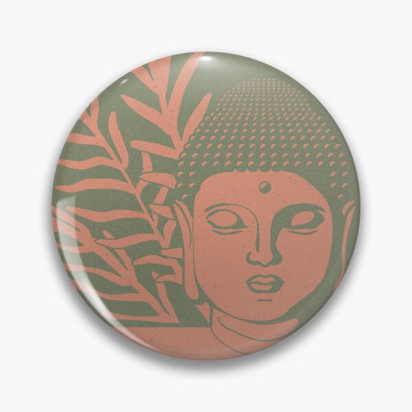 Item preview, Buddha Head Statue with Palm Fronds - Sage + Coral designed and sold by Irene Estelle.