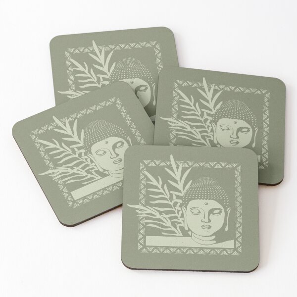 Item preview, Buddha Head Statue with Palm Fronds - Sage + Tea designed and sold by Irene Estelle.